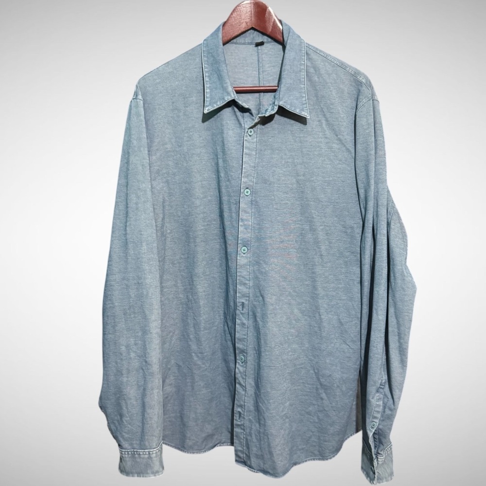 Lululemon shirt men's XL solid Blue long Sleeve Button Down Preppy Athletic